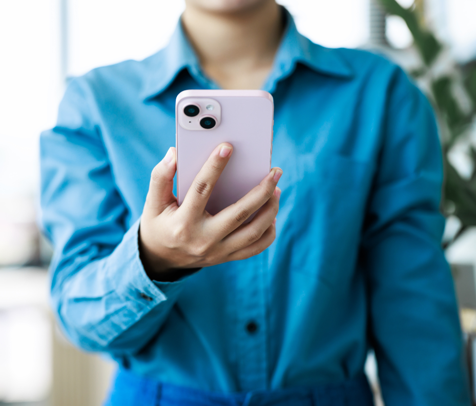 Woman authenticating on her iphone Woman authenticating on her iphone